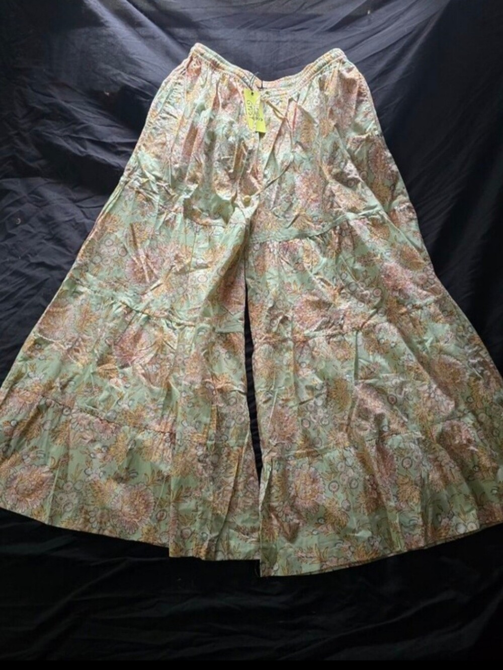 Women's Wide Leg Floral Pants - Mint & Pink